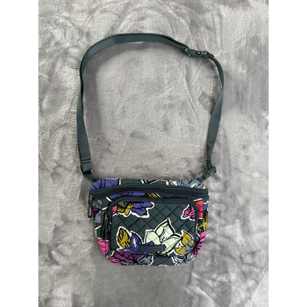 Vera Bradley Quilted Belt Bag Crossbody Falling Flowers Adjustable Multi Pocket